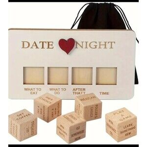 Date Night Dice Game for Adults Wooden 5 Dice plus Board with 4 Decisions FUN!